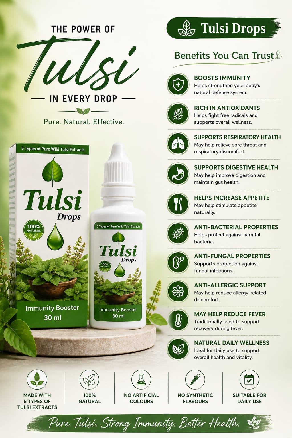 Tulsi Drops 30 ml – 5 Tulsi Extracts
